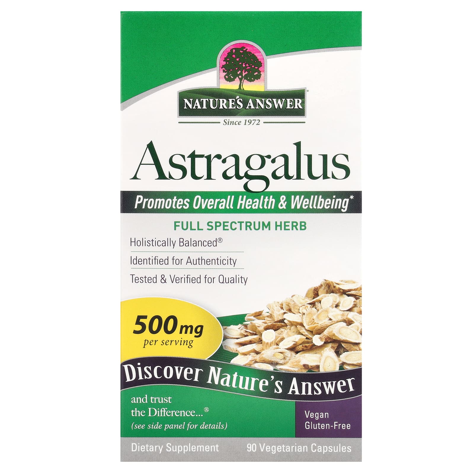 Nature’s Answer, Astragalus, 500 mg, 90 Vegetarian Capsules UPC 083000161186 | Hilife Vitamins